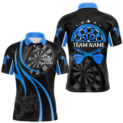 Maxcorners Black And Blue Darts Jersey For Men Custom Team Polo & Quarter Zip Darts Shirt Uniform LM0412