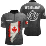 Maxcorners Personalized Grunge Canada Archery Men Polo Shirts, Custom Canadian Flag Shirts For Archers