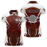 Maxcorners Personalized Wine Red And White Dart Shirts For Men Custom Team Darts Jerseys Polo & Quarter Zip