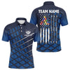Maxcorners Personalized Blue Grunge American Flag Men Billiard Polo Shirts Custom Pool Player Jersey Shirts LM054