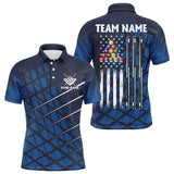 Maxcorners Personalized Blue Grunge American Flag Men Billiard Polo Shirts Custom Pool Player Jersey Shirts LM054