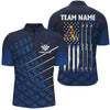 Maxcorners Personalized Blue Grunge American Flag Men Billiard Polo Shirts Custom Pool Player Jersey Shirts LM054