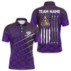 Maxcorners Personalized Purple Grunge American Flag Men Billiard Polo Shirts Custom Pool Player Jersey Shirts LM054