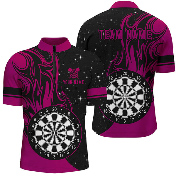 Maxcorners Personalized Pink Darts Fire Polo Shirts Best Custom Darts Shirts For Men Darts Team Jersey