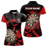 Maxcorners Personalized Black And Red Splash Dart Polo & Quarter Zip Custom Dart Shirt For Men Darts Jersey LM1506