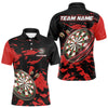 Maxcorners Personalized Black And Red Splash Dart Polo & Quarter Zip Custom Dart Shirt For Men Darts Jersey LM1506