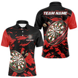 Maxcorners Personalized Black And Red Splash Dart Polo & Quarter Zip Custom Dart Shirt For Men Darts Jersey LM1506