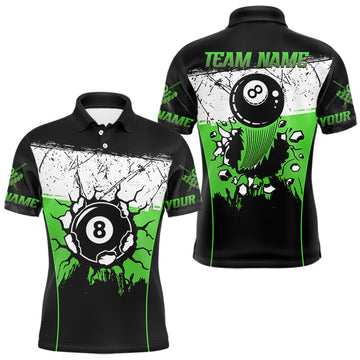 Maxcorners Personalized Green Funny Break 8 Ball Grunge Billiard Shirt For Men Custom Pool Team Jersey LM1203