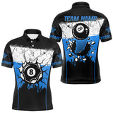 Maxcorners Personalized Blue Funny Break 8 Ball Grunge Billiard Shirt For Men Custom Pool Team Jersey TU0807