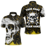 Maxcorners Personalized Yellow 3D Fire Crack Skull Dart Shirts Custom Scary Dart Shirts For Men Dart Jersey MT0609