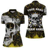 Maxcorners Personalized Yellow 3D Fire Crack Skull Dart Shirts Custom Scary Dart Shirts For Men Dart Jersey MT0609