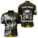Maxcorners Personalized Yellow 3D Fire Crack Skull Dart Shirts Custom Scary Dart Shirts For Men Dart Jersey MT0609