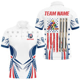 Maxcorners Patriotic American Flag 8 Ball Billiard Shirt For Men Custom Pool Team Jerseys Polo & Quarter Zip MT0609