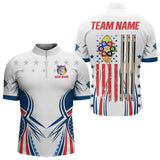 Maxcorners Patriotic American Flag 9 Ball Billiard Shirt For Men Custom Pool Team Jerseys Polo & Quarter Zip MT0609