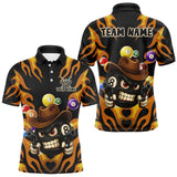 Maxcorners Orange Funny Flame 8 Ball Billiard Shirt For Men Custom Pool Team Jersey Polo & Quarter Zip LM0910