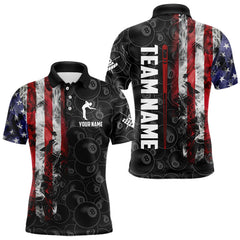 Maxcorners Personalized Smoke American Flag 8 Ball Billiard Shirts For Men Custom Patriotic Pool Team Jerseys