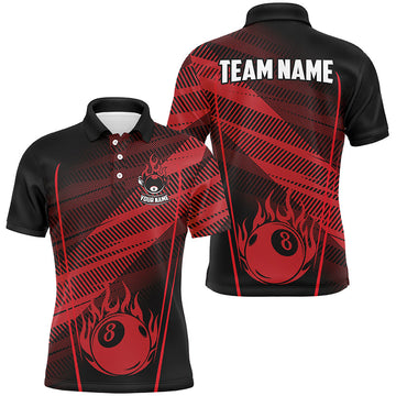 Maxcorners Sport Red 8 Ball Billiard Shirts Men And Women Billiard Polo & 1/4 Zip Shirts Billiard Team Jerseys
