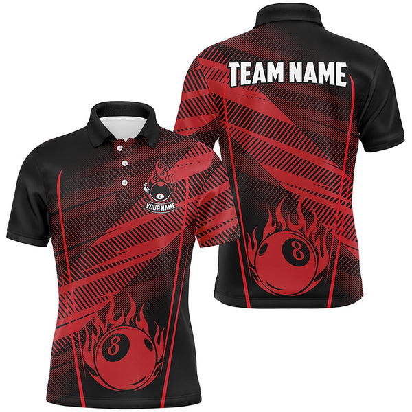 Maxcorners Sport Red 8 Ball Billiard Shirts Men And Women Billiard Polo & 1/4 Zip Shirts Billiard Team Jerseys