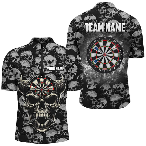 Maxcorners Retro Skull Pattern Darts Darts Jersey Customized Name, Team Name 3D Polo Shirt