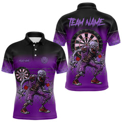 Maxcorners Custom Zombie Purple Dart Shirt With Pocket Option For Men, Dart Team Jerseys TU0809