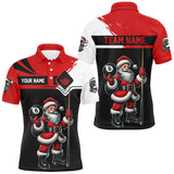 Maxcorners Black And Red Santa Christmas Billiard Shirts For Men Custom Funny Xmas Billiard Jerseys Outfit