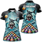 Maxcorners Personalized Pool Ball And Shark Billiard Shirts For Women Custom Unique Team League Billiard Jerseys