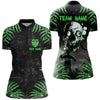 Maxcorners Funny Skull Claw Pattern Custom Men Billiard Shirts, Grunge Green Black Cool Billiard Jerseys