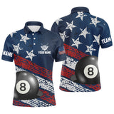 Maxcorners Grunge American Flag 8 Ball Pool Men Billiard Polo Shirts