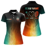 Maxcorners Personalized Fire Glowing Light Aim Love Dart Shirt For Men Custom Funny Dart Jersey Polo & 1/4 Zip