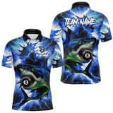 Maxcorners Thunder Lightning Storm Custom Shark Billiard Shirt For Men, 8 Ball Pool Billiard Team Jersey|Blue MT0708