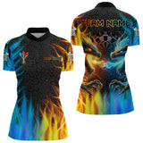 Maxcorners Personalized Dragon Water Fire 3D Dart Polo & Quarter Zip Custom Dart Shirts For Women Dart Jerseys