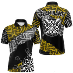 Maxcorners Custom Darts Shirt For Men Personalized Zig-Zag Pattern Dart Jersey, Cool Dart Team Shirts|Yellow TU0812