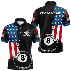 Maxcorners Personalized Grunge 8 Ball Pool American Flag Billiard Shirts For Men, Us Flag Billiard Jerseys LM0803