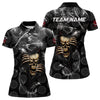 Maxcorners Personalized Skull Dartboard Smoke Pattern Black Dart Shirts For Men Dart Jerseys Polo & 1/4 Zip LM0803