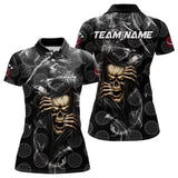 Maxcorners Personalized Skull Dartboard Smoke Pattern Black Dart Shirts For Men Dart Jerseys Polo & 1/4 Zip LM0803