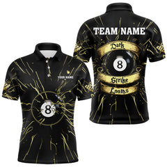 Maxcorners Personalized Dark Strike Looms 8 Ball Billiard Shirts For Men, Funny Billiard Pool Jerseys |Gold LM0803