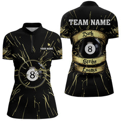 Maxcorners Personalized Dark Strike Looms 8 Ball Billiard Shirts For Men, Funny Billiard Pool Jerseys |Gold LM0803