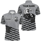 Maxcorners Personalized Grey US Flag Eagle Billiard Shirts For Men Custom Patriotic Billiard Pool Jersey