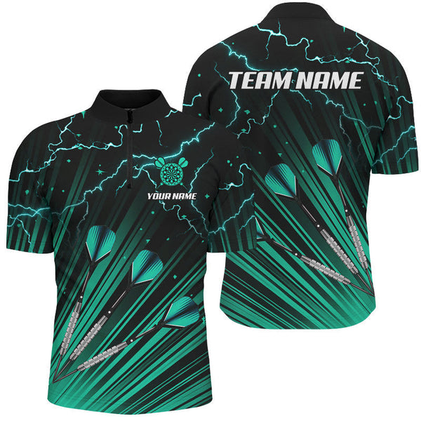 Maxcorners Turquoise Dart Arrow Lightning Darts Jersey Customized Name, Team Name 3D Shirt