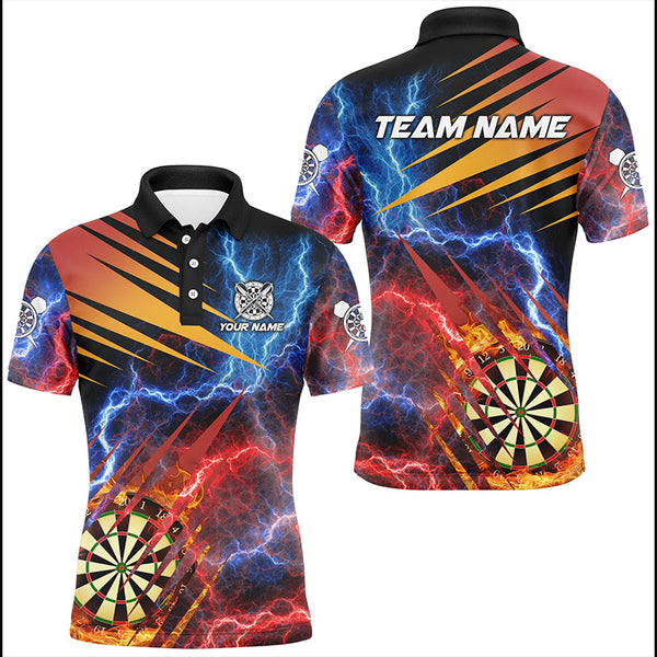 Maxcorners Blue And Red Thunder Lighting Darts Jersey Customized Name, Team Name 3D Shirt