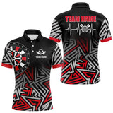 Maxcorners Personalized Darts Heartbeat Zig-Zag Pattern Custom Dart Shirts For Men, Dart Team Jerseys | Red