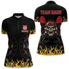 Maxcorners Personalized Fire Funny Skull Darts Polo & Quarter Zip Custom Men Darts Shirts Cool Dart Jerseys