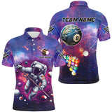 Maxcorners Blue And Purple Galaxy Astronaut Billiard Balls Jerseys For Men Custom 3D Funny Billiard Shirts