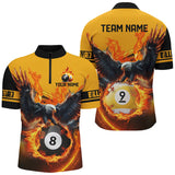 Maxcorners 3D Eagle Flying Custom Fire 8 Ball & 9 Ball Billiard Shirts For Men, Best Team Billiard Jerseys