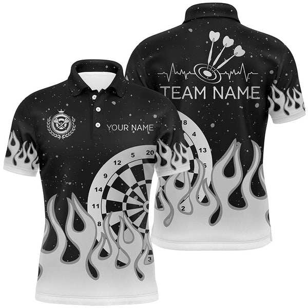 Maxcorners Grey Black Dartboard Fire Flame Darts Jersey Customized Name, Team Name 3D Shirt