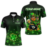 Maxcorners Personalized Funny Green Luckiest Shamrock Men Billiard Shirt Custom St Patrick Day Billiard Jersey