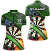 Maxcorners Personalized Green 3D Dartboard Fire And Water Men Darts Polo Shirts Custom Darts Team Jerseys