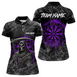 Maxcorners Black And Purple Smoke Grim Reaper Funny Dart Shirts For Men Custom Dart Jerseys, Darts Clothing