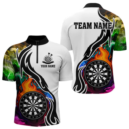 Maxcorners Colorful Rainbow Smoke Dart Shirts For Custom Team Polo & Quarter Zip Darts Jerseys Outfit