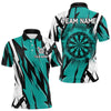 Maxcorners Turquoise Darts Jerseys For Men & Women Custom Darts Team Shirts Polo & Quarter Zip, Darts Clothing